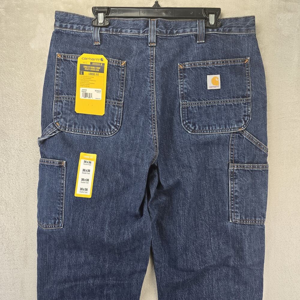 Carhartt Double Knee Jeans Mens 36x36 Blue Loose Fit Carpenter Logger Grunge NWT - Picture 9 of 16